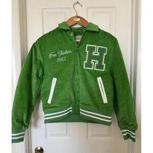Hudson Men's M Corduroy Full-Snap Collared Lime Green Varsity Letterman’s Jacket